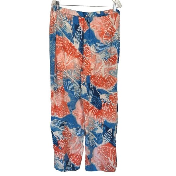 Nic+Zoe Water Blooms Wide Leg Pants Womens XL Pull On Tropical Floral Resort - Picture 5 of 8